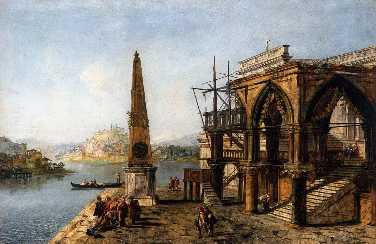 Capriccio con edificio gotico e obelisco - Galleria dell'Accademia Venezia